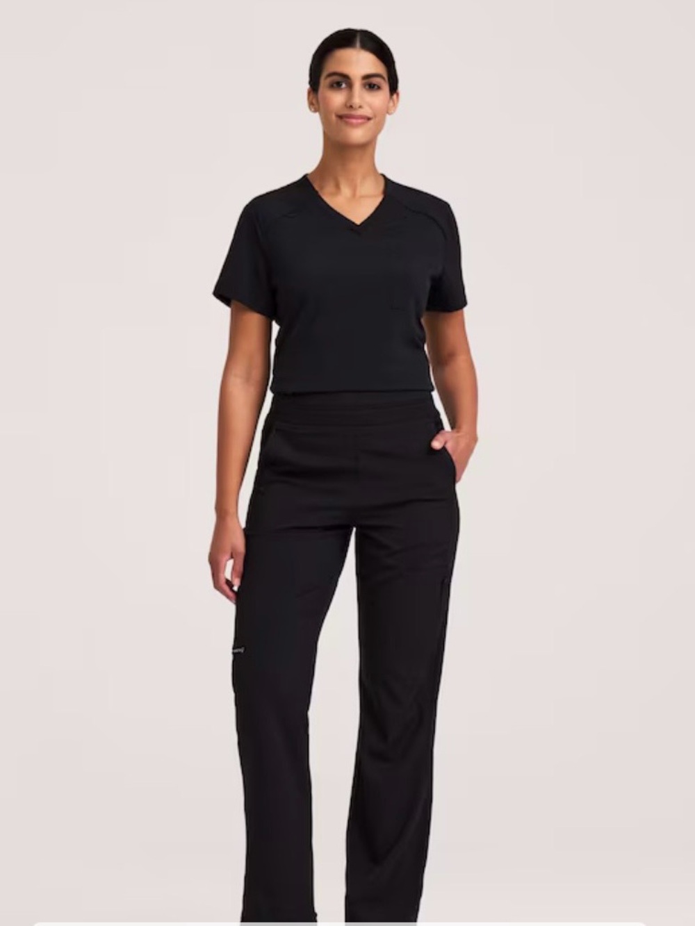 Scrubletics women’s yoga waist wide leg, cargo scrub pant black